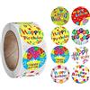 BJH 500 Pezzi Rotolo Buon Compleanno Adesivo, Adesivo Rotondo per Regalo Decorazione Busta Festa Regalo