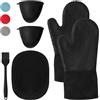 WUFANC Guanti Da Forno, Guanti Forno Possono Resistere A Temperature Fino A 250 ℃, Guanto Da Forno In Silicone Non Sono Rigidi, Presine, Cuocere Al Forno(6 pezzi) (Nero, L)