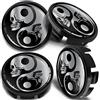 SkinoEu Compatibile con Coprimozzo VW 65mm Copricerchi Tappi Ruota Cerchi Lega Ricambio Nero Argento Cranio Yin Yang CVZ 2