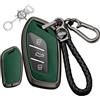 Rondrive Custodia in metallo per chiave auto, adatta per MG ZS 2025 HS MG4 MG EHS MG3 Hybrid+ 2024 ZS Hybrid+ EV MG5 3 tasti accessori cover portachiavi nero verde