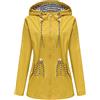 EOOXEKFX Trench Donna Lungo,Giacca Antipioggia Impermeabile Leggera Midi con Cappuccio Antivento Antivento con Tasca Completamente Foderata per Donna, Escursionismo, Corsa, Campeggio, Giallo Brillante S
