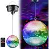 GBKDQQ Sfera da discoteca a specchio: sfera da discoteca, motore rotante da 10 giri/min, telecomando con LED, 12 cm, discoteca per feste da ballo, decorazione per club, bar discoteca