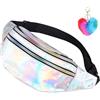 Meinraum Marsupio da donna in argento, alla moda, con brillantini, regolabile, impermeabile, per carnevale, anni '80, per ragazze, attività all'aperto, viaggi, feste, festival, argento, 30 x 12 x 13 cm, casual