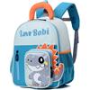 PROTAURI Zainetto Bambino 1-4 Anni, Zaino Asilo Bimba Riflettente con Cinturino Toracico e Disegno Animale Cartoon, per 2-6 Anni, 10 L, Design Dinosauro Blu