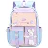 Aucuu Zaino Bambina Scuola Elementare, Zainetti per Bambini, Zaini Scuole Media, Zainetto per Ragazze Grande Capacità, Leggero Elementare Zaino Multi Scomparto per Viaggi Campeggio, Blu Viola