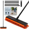 CUQOO Scopa resistente per esterni, spazzola con setole rigide con manico lungo per giardino, patio, vialetto e garage, spazzola resistente per esterni, ideale per superfici dure, pavimentazioni in