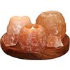 Himalaya Salt Dreams 4041678004040 Portacandele di Sale, 2 da 400 g, 1 da 700 g, con Piatto in Legno e Pezzi di Sale