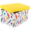 Idena 31922 - Scatola Regalo con Coperchio, Dimensioni 31 x 24 x 18 cm, Scatola Regalo con Motivo colorato per l'inizio della Scuola