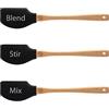 Master Chef MasterChef Marisa da Cucina, Leccapentole Set di 3, Spatola Silicone per Dolci e altro, Utensili antiaderente con Maniglie in Legno di Alta Qualità, 3 Pezzi, Nero