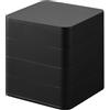 YAMAZAKI 1754 TOWER 4~Tiered Accessory Box Square, black, ABS Resin/Felt/Silicone, 9 x 9 x 10 cm