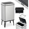 Relaxdays Cestino Automatico Spazzatura, Pattumiera Cucina 40 L, Coperchio Sensore Elettrico, Anello Buste, Acciaio Inox