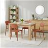 5 five simply smart Set Pranzo Abana da Interno Tavolo cm.140x90 + 4 Sedie colore Terracotta