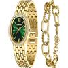 TIME100 Set Orologio e Bracciale Donna, Cassa Ovale con Cristalli Eleganti, Movimento al Quarzo Affidabile, Cinturino in Metallo Lucido, Idea Regalo per Lei