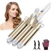 Bizcasa 3 Tubi Piastra Onde Ferro Arricciacapelli,22MM Piastra arriccia Capelli Onde Beach Waves Ferro Arricciacapelli Ceramica Capelli,Temperatura Regolabile,Con 2 Clip e un guanto (Bianco)