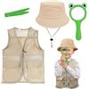 EQLEF Kit Esploratore Bambini, Ragazzi e Ragazze Avventura Costume Safari Outfit Explorer Gilet e Cappello, Ingranditrice e Pincette per Adventure Kit Vecchi Scoperta All'aperto (Per 5-8 anni)