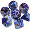 QMAY DND Dice Polyhedral Dice Set - 7 pezzi per Dungeon and Dragons MTG RPG D&D D20, D12, D10, D%, D8, D6, D4 (blu con bianco)