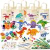 vamei Dinosauri Gadget Compleanno Bambini con Kit di Artigianato in Legno, Borse di Tela, Uova Dino, Braccialetti Schioccanti, Timbri e Tatuaggi Temporanei, Regalini Fine Festa e Riempimento per Pignatta
