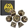 DND DADO Set di Dadi in Metallo D&D, 7 pezzi di Dadi Poliedrici in Metallo, MTG, RPG, Accessori per Giochi di Ruolo e da Tavolo, Regali DND con Scatola Regalo, D20, D12, 2 D10 (00-90 e 0-9), D8, D6, D4, Bronzo