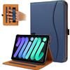 FANRTE Custodia protettiva per iPad Mini 6 8,3 2021 (6a generazione Mini, A2567 A2568 A2569), custodia protettiva multi-angolo, con tasca frontale e Auto Sveglia/Sonno((Blu scuro))
