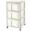 TONTARELLI S.P.A. Tontarelli, cassettiera Bambù, 3 cassetti alti, bianco, polipropilene, 39.5x38.5x67 cm, organizer per casa, bagno, ufficio