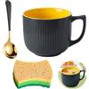 YUNXCNA Tazze da Zuppa con Manico, 900ML Tazza per Microonde, Tazza da Caffè Grande, Grande Ciotola per Cereali con Manico, per Ramen, Pasti Semplici, Cucina e Tavolo(Grigio Scuro)