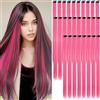 KEORHEZ 18 Pezzi Ciocche Colorate Per Capelli Bambina, Extension Con Clip, Extensions Rosa, 55 Cm, Adatto Alle Ragazze, Perfetto Per Halloween, Natale, Carnevale, Concerti E Feste