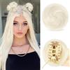 Sofeiyan 2Pcs Mini Chignon per Capelli con Clip ad Artiglio Disordinato Orecchie di Gatto Capelli Estensione Ondulato Sintetica Ciambella Updo Pezzi di Capelli per Donne, Biondo Bianco