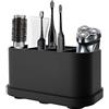 Towviy Portaspazzolino, Portaspazzolini da Bagno con Ventose Porta Dentifricio Multifunzionale in Silicone Organizer Portaspazzolino Nero, 5 Scomparti