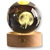 TENET Sfera di Cristallo 3D con Base in Legno, Lampada LED da Notte, Decorativa Illuminazione d'Atmosfera (SOFFIONE DEL FIORE)
