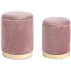 KONTE.DESIGN Set di 2 Pouf contenitore POLINA in velluto rosa