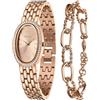 TIME100 Set Orologio e Bracciale Donna, Cassa Ovale con Cristalli Eleganti, Movimento al Quarzo Affidabile, Cinturino in Metallo Lucido, Idea Regalo per Lei