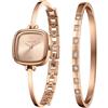 TIME100 Set Orologio Donna con Bracciale Bangle, Cassa Quadrata Arrotondata Ultra Sottile 8,2mm, Design Minimalista Impilabile, Movimento al Quarzo, Solo 26g, Confezione Regalo