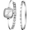 TIME100 Set Orologio Donna con Bracciale Bangle, Cassa Quadrata Arrotondata Ultra Sottile 8,2mm, Design Minimalista Impilabile, Movimento al Quarzo, Solo 26g, Confezione Regalo