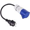 Electraline 20848043F Adattatore Caravan con Cavo in Gomma IP44 da Presa CEE (2P+T) a Spina Schuko, Lunghezza 30 cm H07RN-F 3G1.5mm, Adatto per Camper, Campeggio, Caravan, Barca, Cantiere