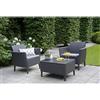 Keter Salotto Balcony in Resina mod. Saremo Colore Grafite 2 Poltrone 1 Tavolino Contenitore