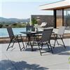 Generico Set Tavolo con 4 Sedie Pieghevole Textilene Grigio Scuro