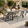 Bizzotto Yes Set Pranzo Hilde Tavolo Allungabile 210 cm + 6 Poltrone Martinez Alluminio Antracite