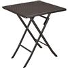 Generico Tavolo Pieghevole da Giardino Rak Rattan e Ferro cm 62x62