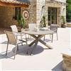 Hesperide Set Pranzo Oryon Tavolo Tondo cm.130 + 4 Poltrone colore Coffee