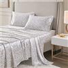 Madison Park Essentials Satin Sheet Set Luxury and Silky with Natural Sheen, Elastic 14 Pocket fits up to 16 Mattress, All Around Elastic - Year-Round Bedding, Full Taupe Leopard 4 Piece