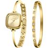 TIME100 Set Orologio Donna con Bracciale Bangle, Cassa Quadrata Arrotondata Ultra Sottile 8,2mm, Design Minimalista Impilabile, Movimento al Quarzo, Solo 26g, Confezione Regalo