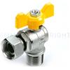 Tiemme Valvola a squadra tiemme per gas 3/4m x 3/4f con leva gialla 2220010