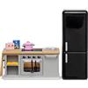 LUNDBY Casa delle Bambole Mobili Cucina Isola - Fornello + Frigo - 10 Pezzi Accessori per Casa delle Bambole 11cm Mini Bambole Età 4+ Scala 1:18