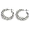 Vestopazzo orecchini c hoop fisarmonica,messo cerchio effetto fisarmonica placcato in argento.Nickel tested.Lavorazione artigianale.Unisex.MI3105, medium