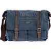 Avirex Borsa Messenger in Canvas e Pelle Bovina Anticata, Cartella a Tracolla Regolabile in Stile Militare, Collezione 140506 CNV0M (Blue Navy)