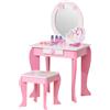 HOMCOM Specchiera Giocattolo Toeletta con Cassetto e Sgabello Bimbe 3-6 Anni