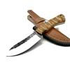 COLTELLO ARTIGIANALE DA CACCIA IN ACCIAIO BALESTRA LAMA FISSA COLLEZIONE FODERO