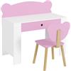 AIYAPLAY Set Scrivania per Bambini con Cassetto e Sedia con Schienale a Orsetto, Età 3-8 Anni, Rosa | Aosom Italy