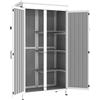 Outsunny Armadio da Giardino con Ripiani Rimovibili e Porta Bloccabile, in Legno e Acciaio, 94x43x166 cm, Bianco e Nero | Aosom Italy