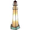 Bieye L30871 Lampada da tavolo decorativa in vetro colorato in stile Tiffany a forma di faro, luce notturna per la decorazione della casa (Blu, 14 x 14 x 38 cm (L x P x H))